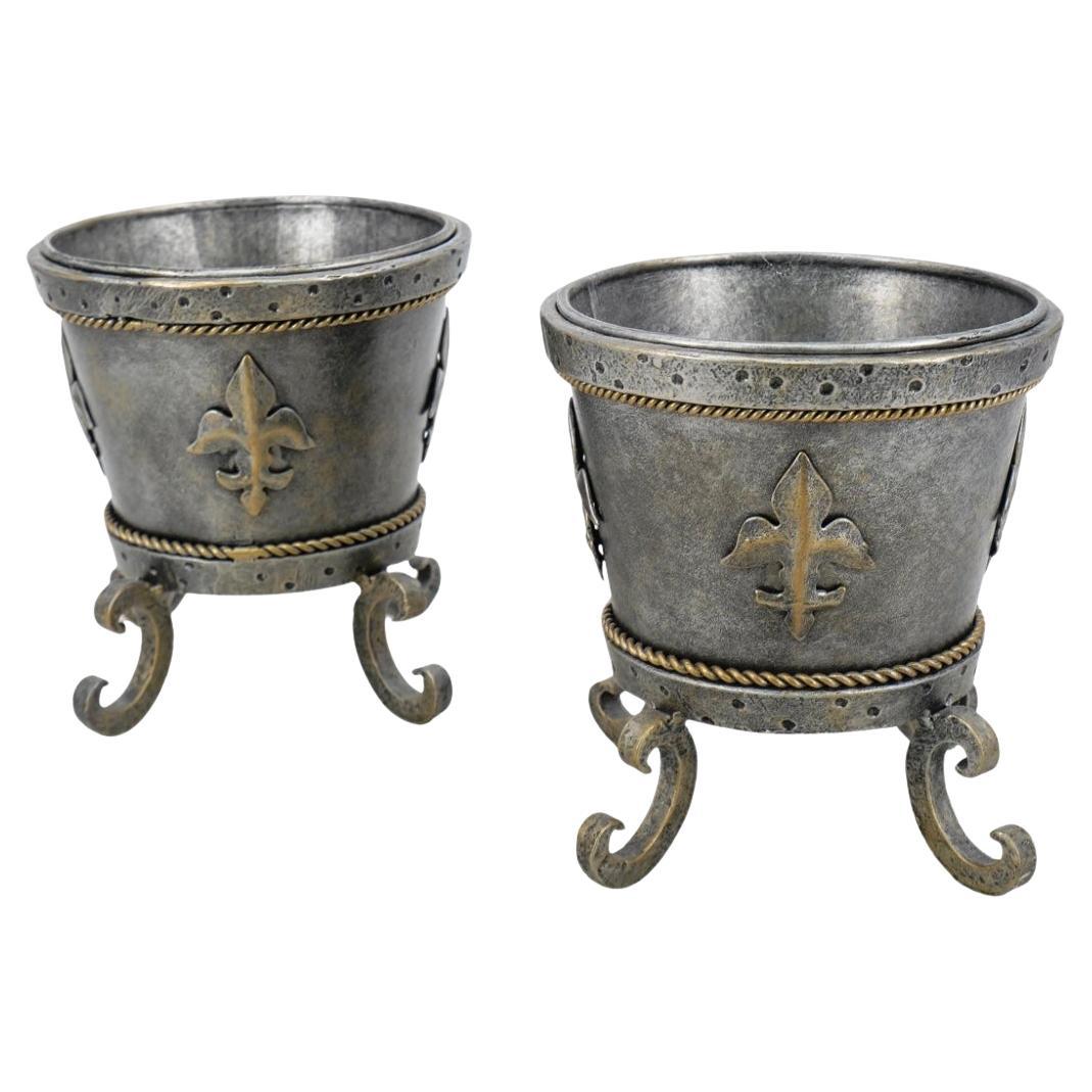 Pair Of Maitland Smith Metal Planters