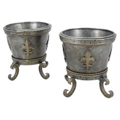 Pair Of Maitland Smith Metal Planters