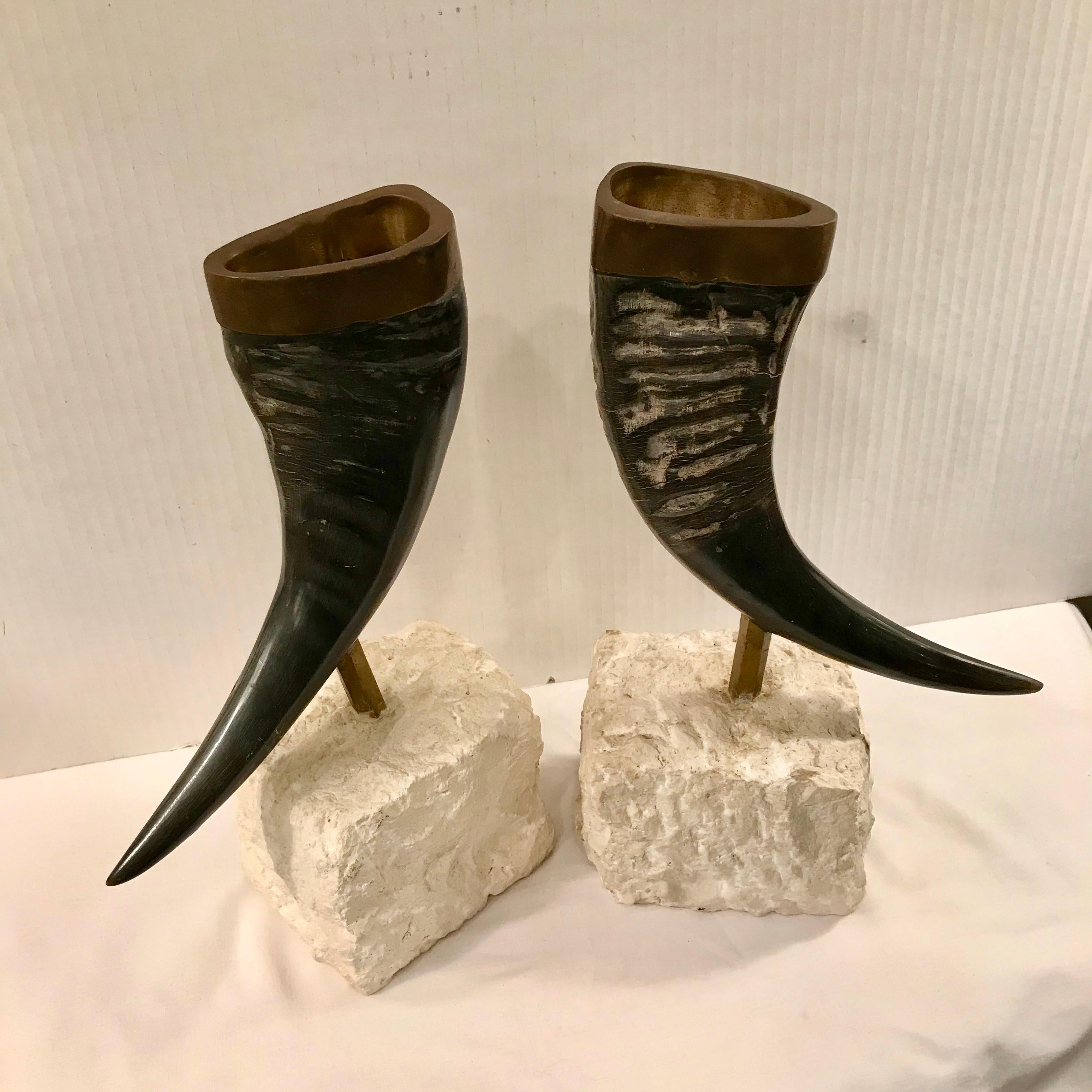 Stunning mounts trimmed in brass and displayed on stone stands.
Great as desk accents.