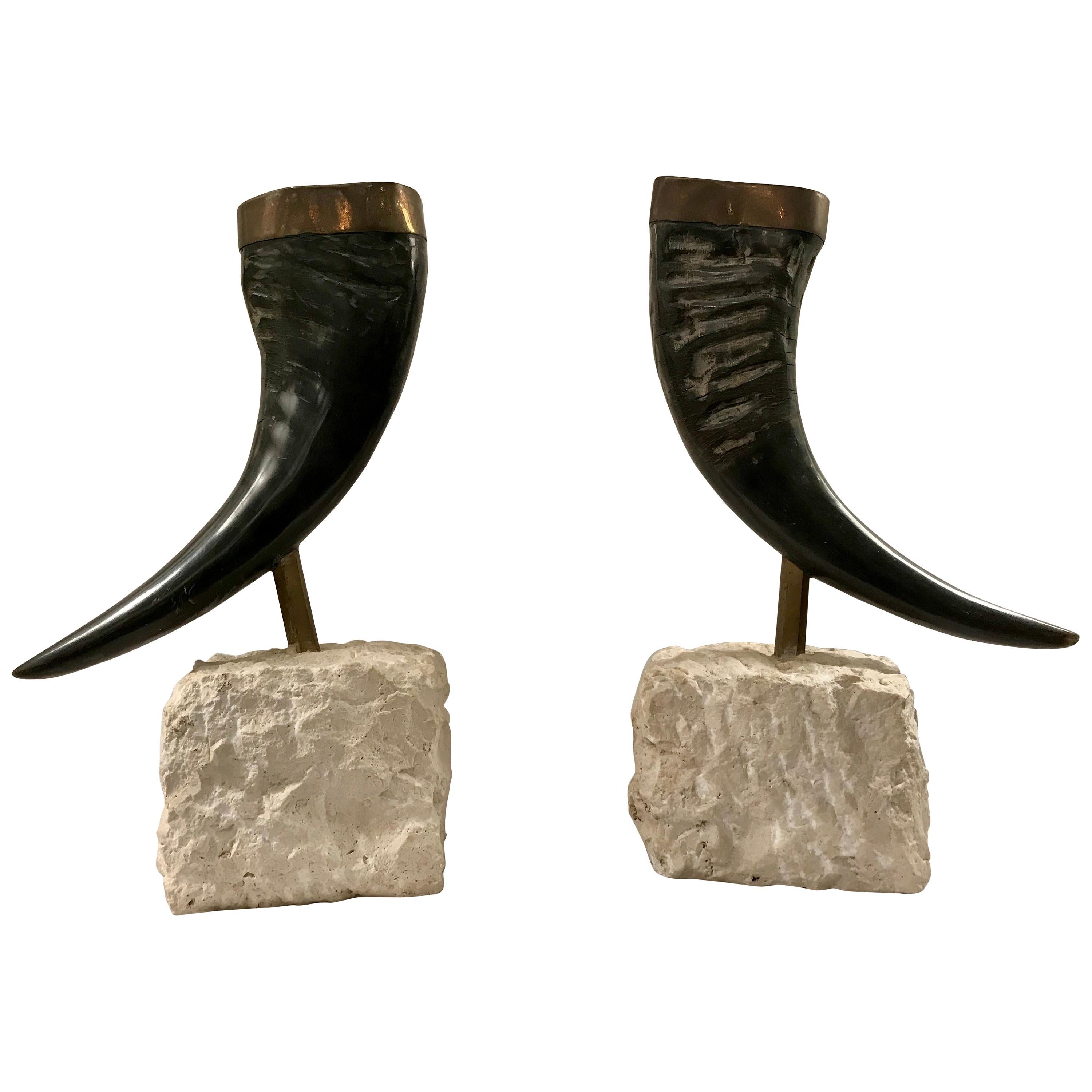 Pair of Maitland Smith Mounted Horns