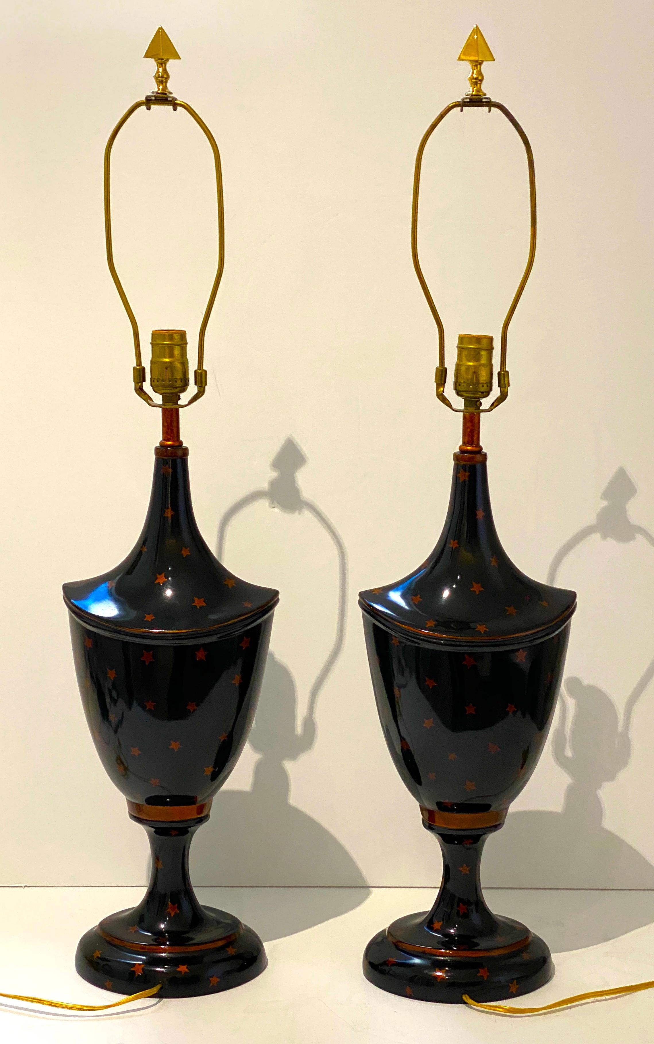 Hand-Painted Pair of Maitland Smith Regency Form Table Lamps For Sale