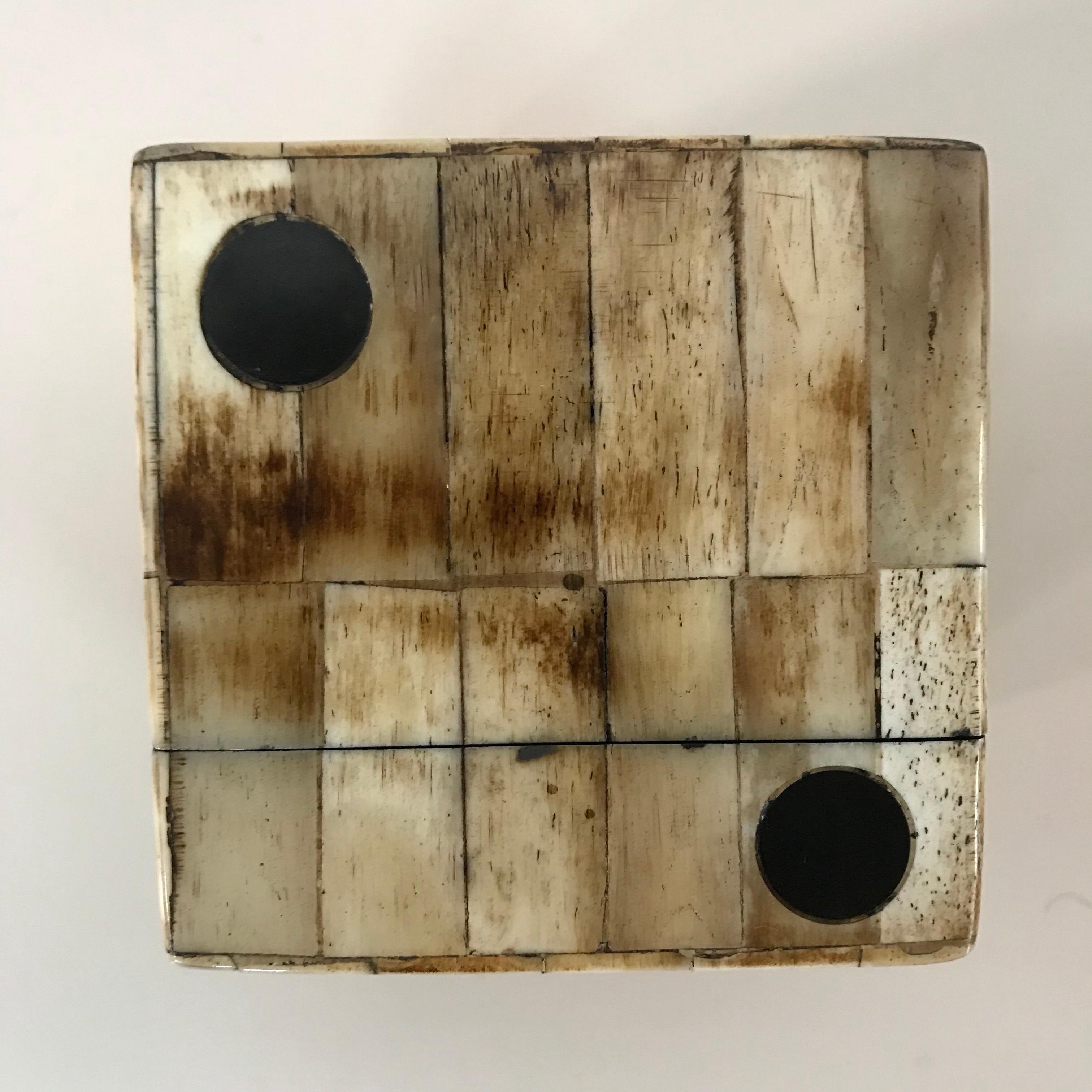 Philippine Pair of Maitland-Smith Tessellated Camel Bone Dice Boxes