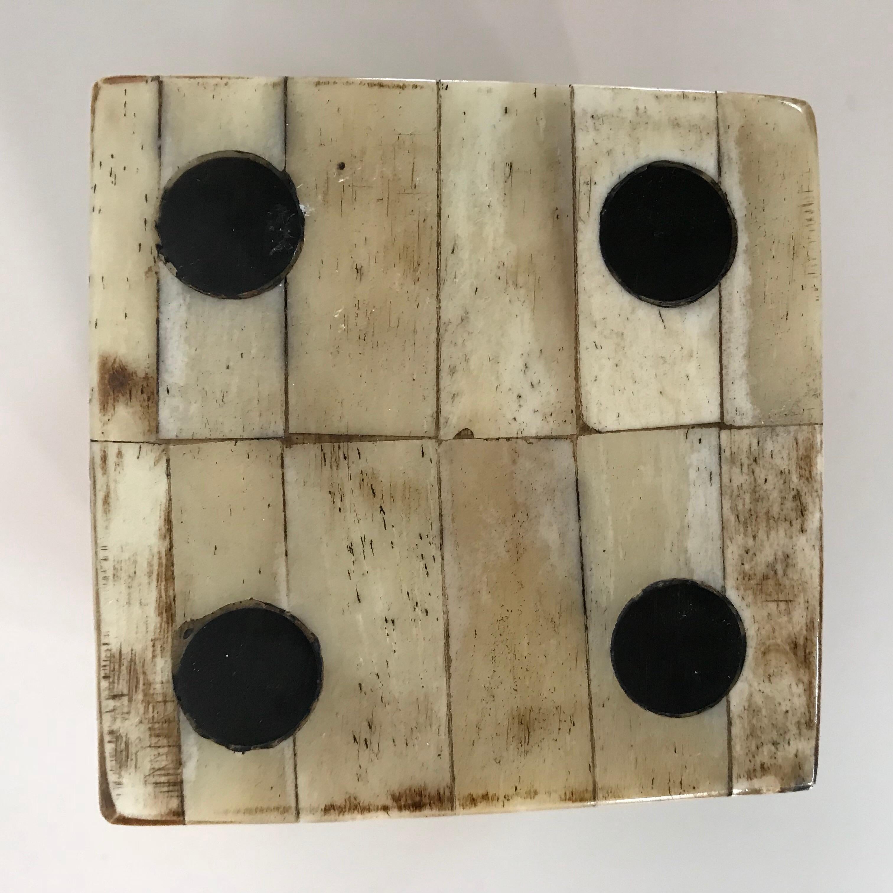 20th Century Pair of Maitland-Smith Tessellated Camel Bone Dice Boxes