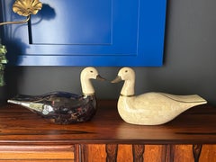 Pair of Maitland Smith Tessellated Duck Sculptures/ Bookends