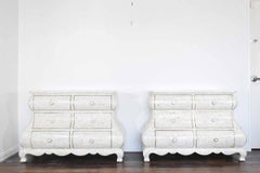 Pair of Maitland Smith Tessellated Marble Bombe Chests