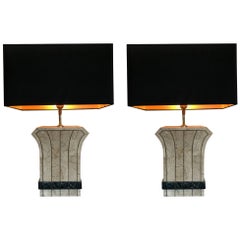 Pair of Maitland Smith Tessellated Stone Lamps