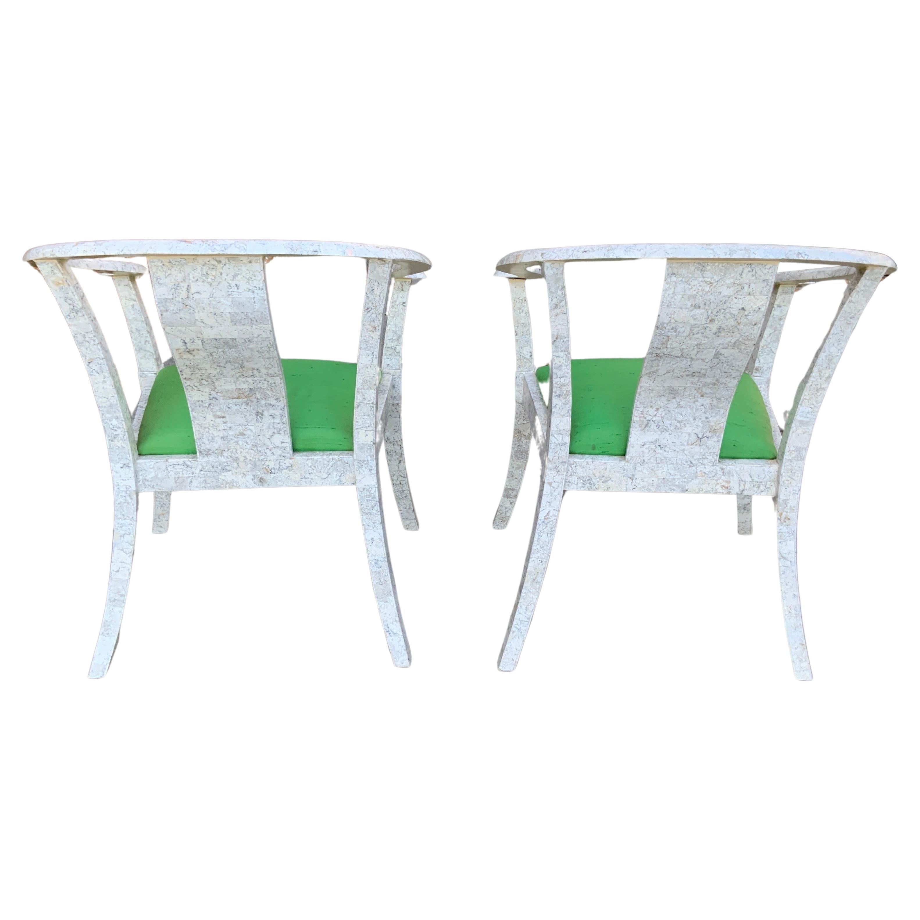 Paar Maitland Smith Mosaikstein-Ming-Stühle aus Stein (amerikanisch) im Angebot