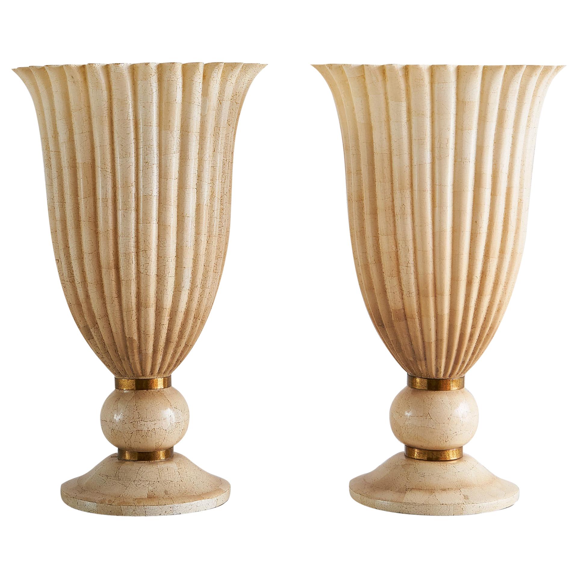 Pair of Maitland Smith Torchiere Lamps