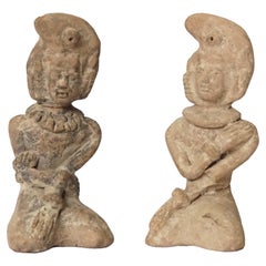 Pair of Majapahit Kneeling Terracotta Figurines Java, Indonesia, c. 1500