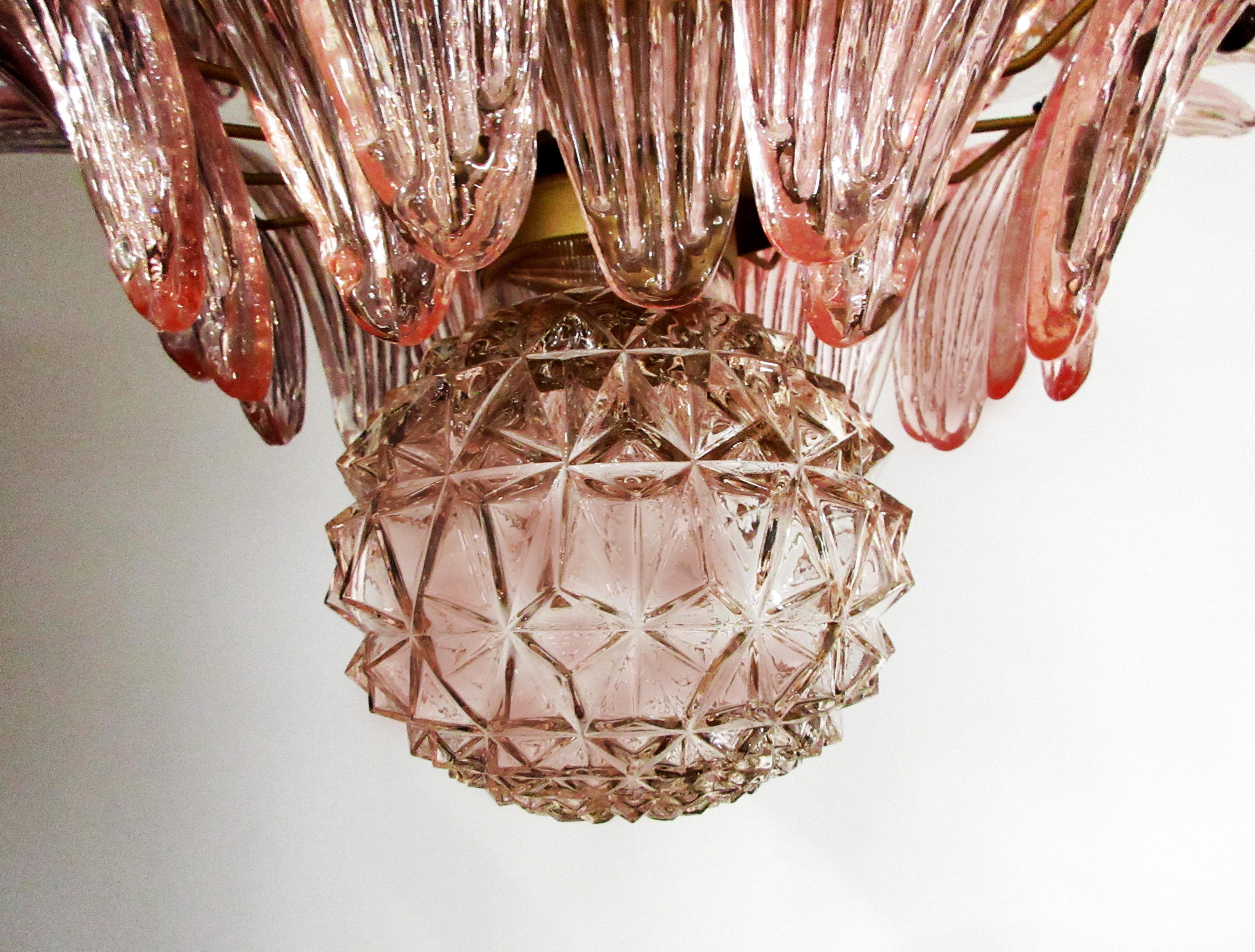 Pair of Majestic Chandelier Pink Glasses, Murano 8