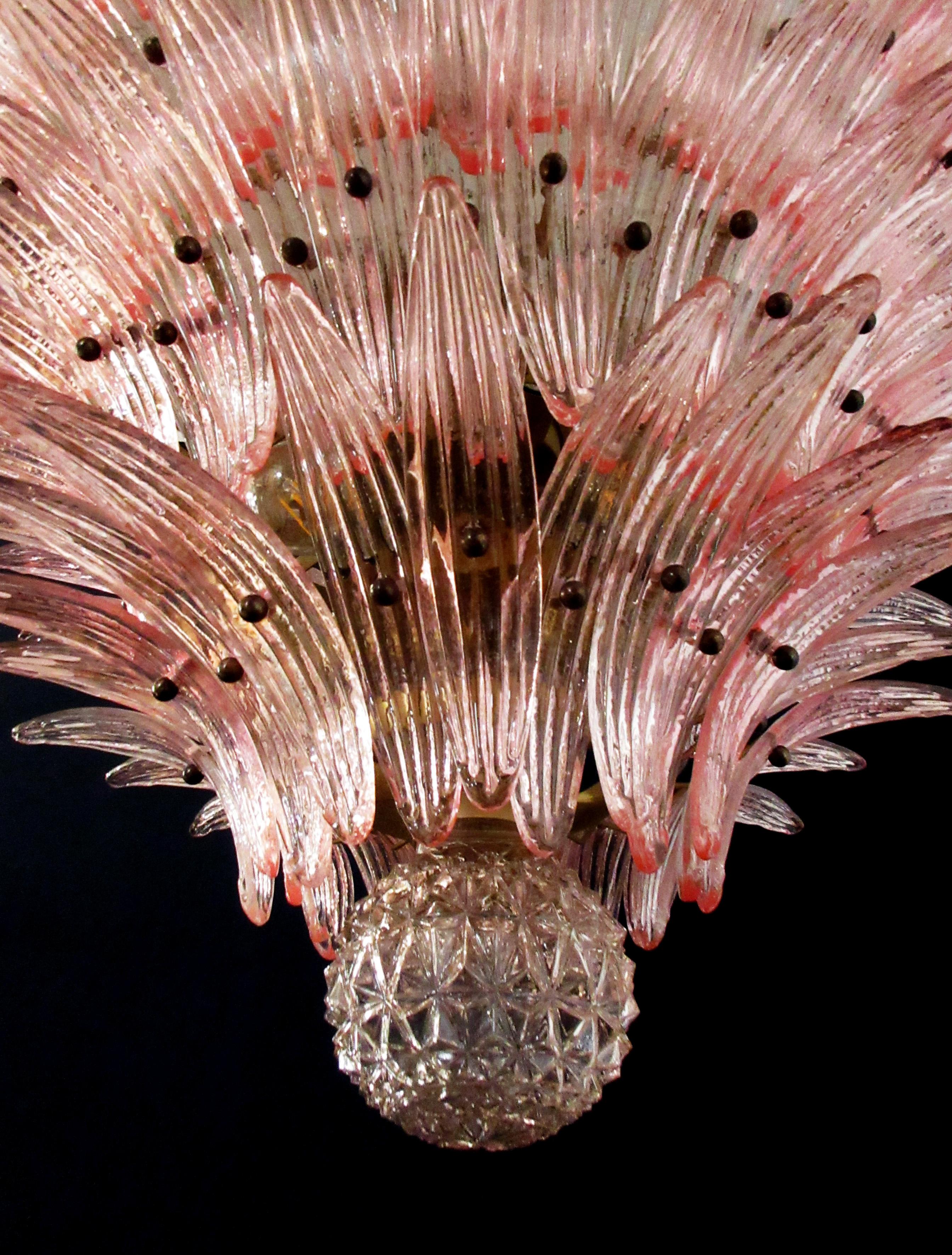 Pair of Majestic Chandelier Pink Glasses, Murano In Excellent Condition For Sale In Budapest, HU