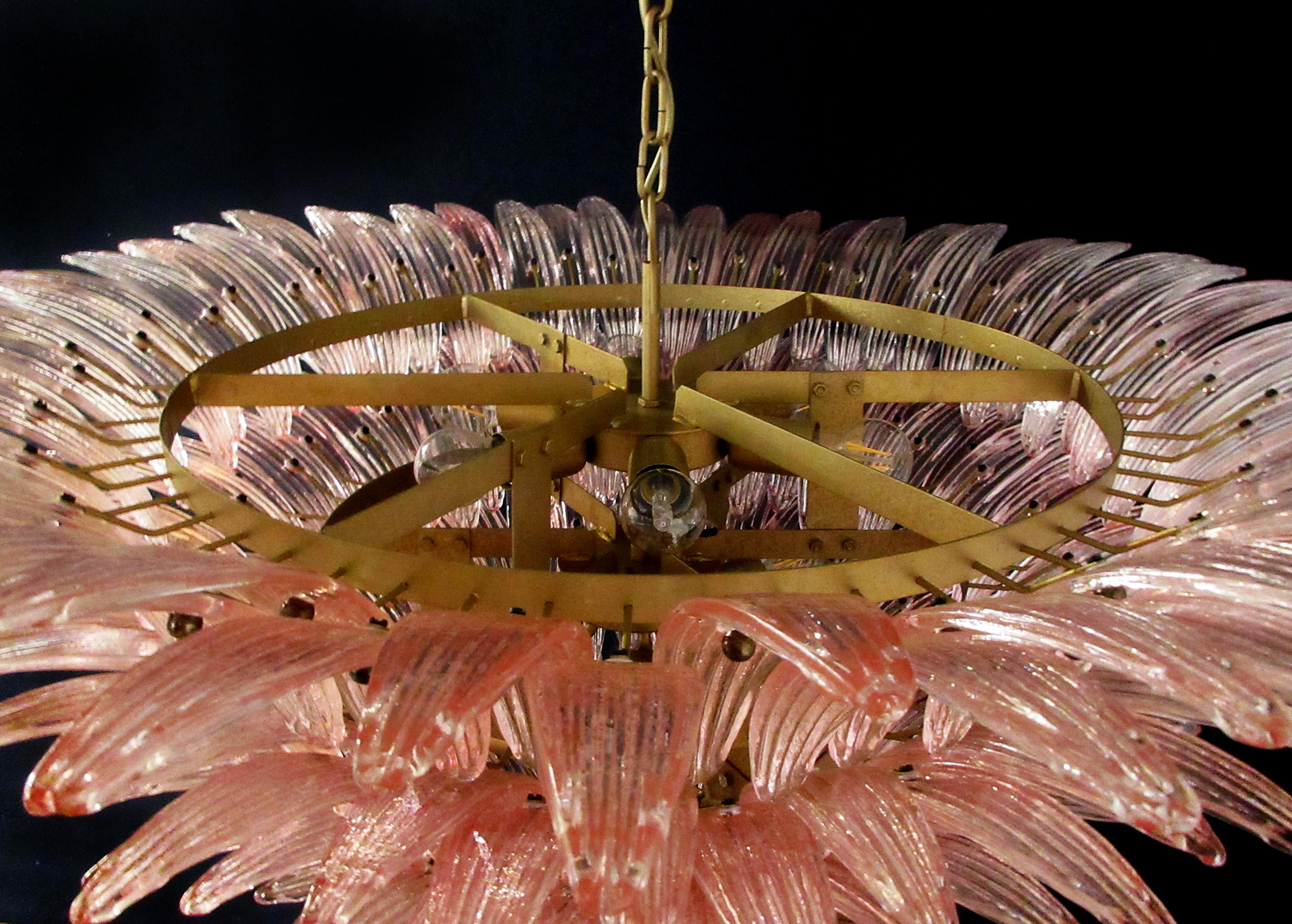 Pair of Majestic Chandelier Pink Glasses, Murano 1