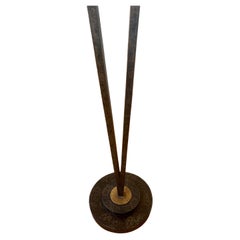 Pair of Majestic Italian Postmodern Verdigris Gold Finish Torchiere Floor Lamps