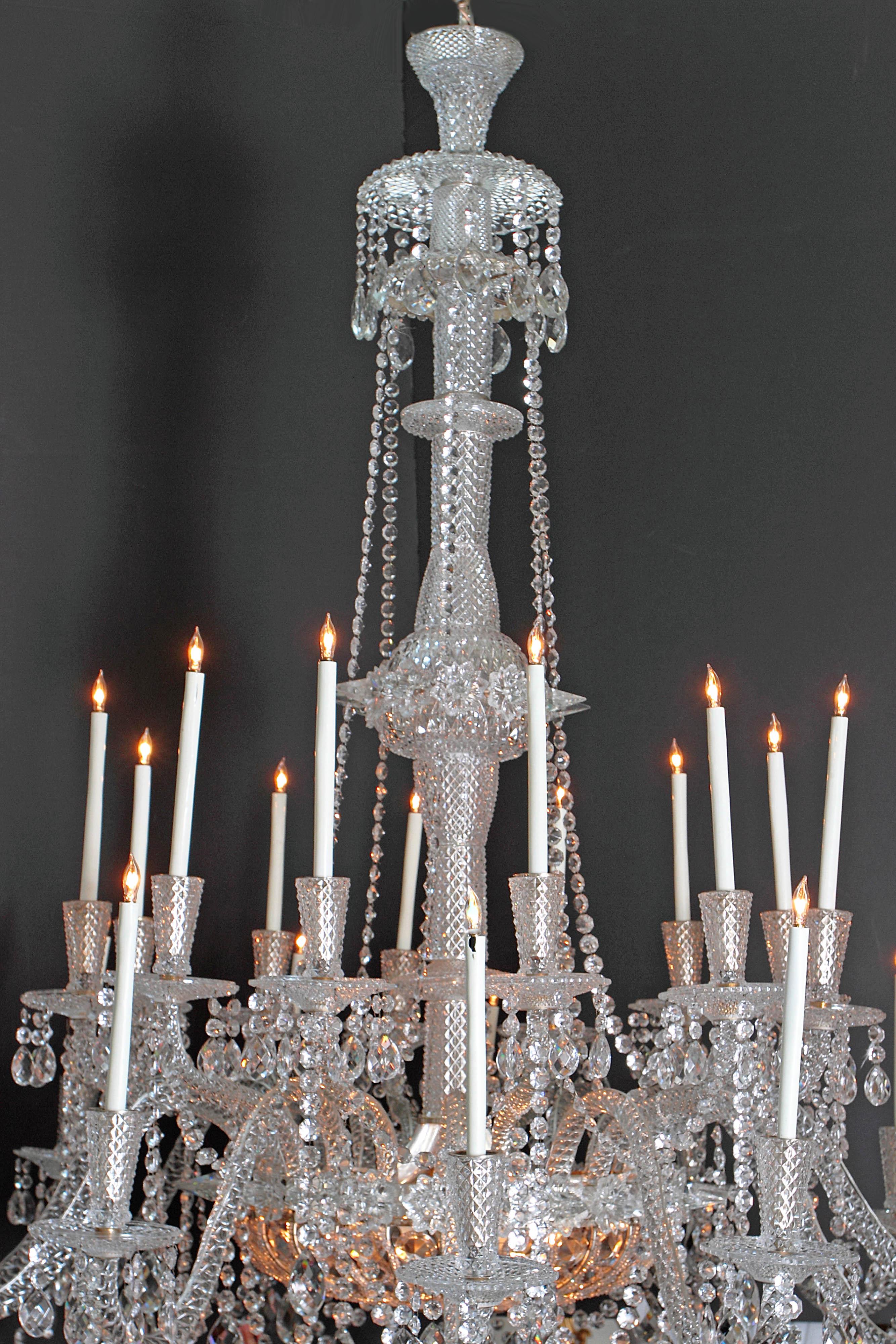 Pair of Grand Scale Mid-Victorian 24-Light Cut-Crystal Chandeliers For Sale 3