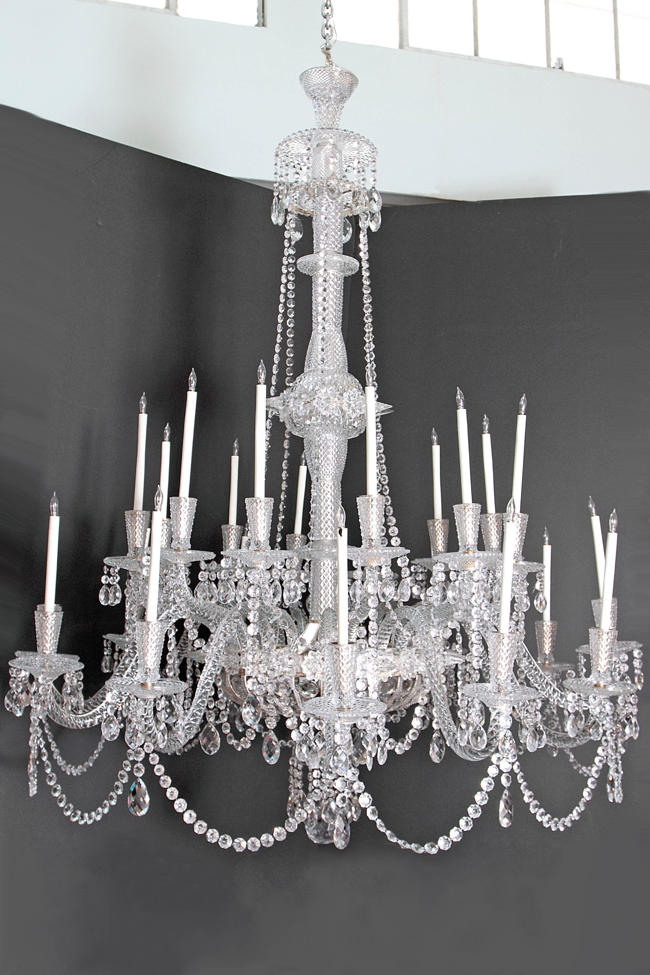 Pair of Grand Scale Mid-Victorian 24-Light Cut-Crystal Chandeliers For Sale 4