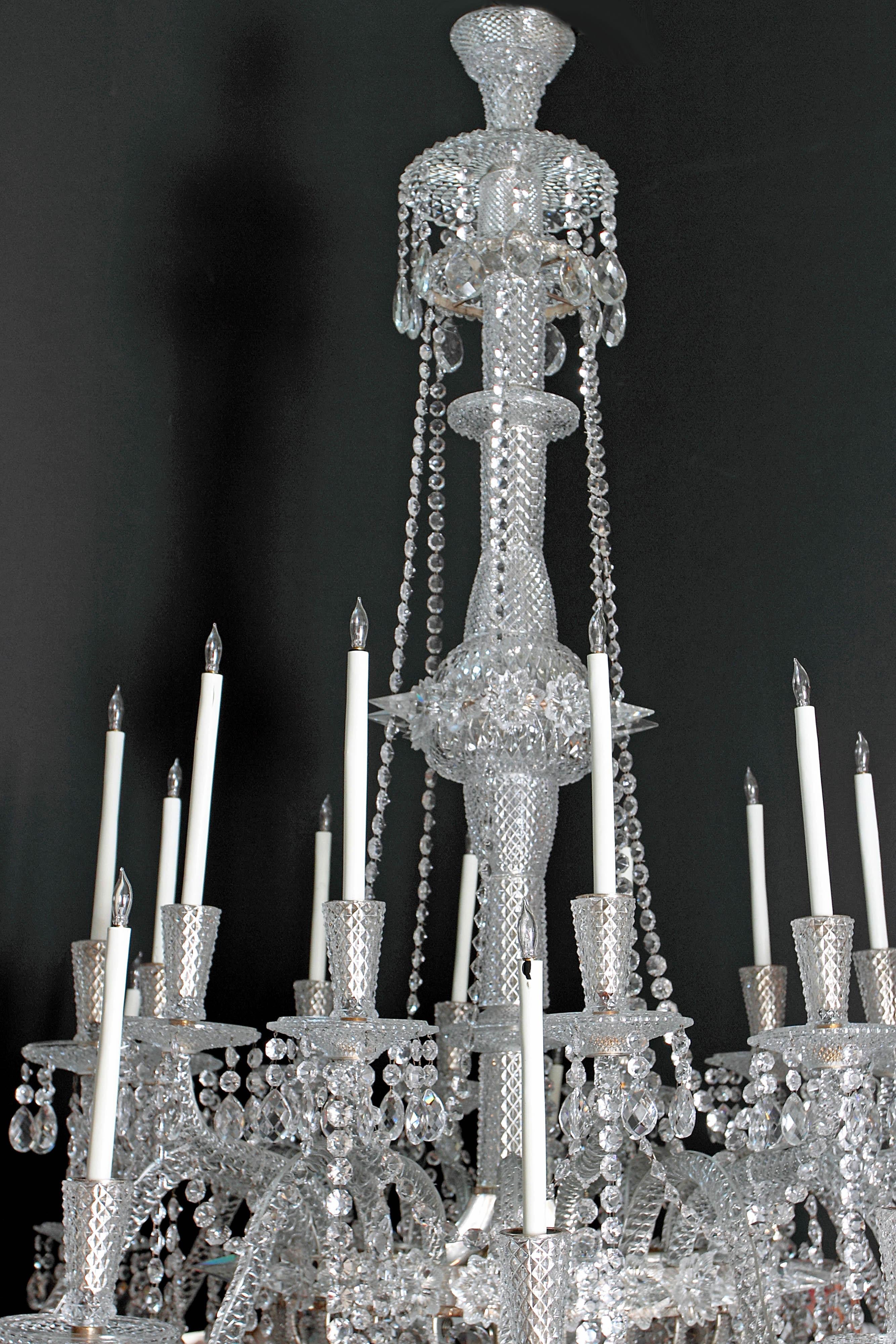 Pair of Grand Scale Mid-Victorian 24-Light Cut-Crystal Chandeliers For Sale 6