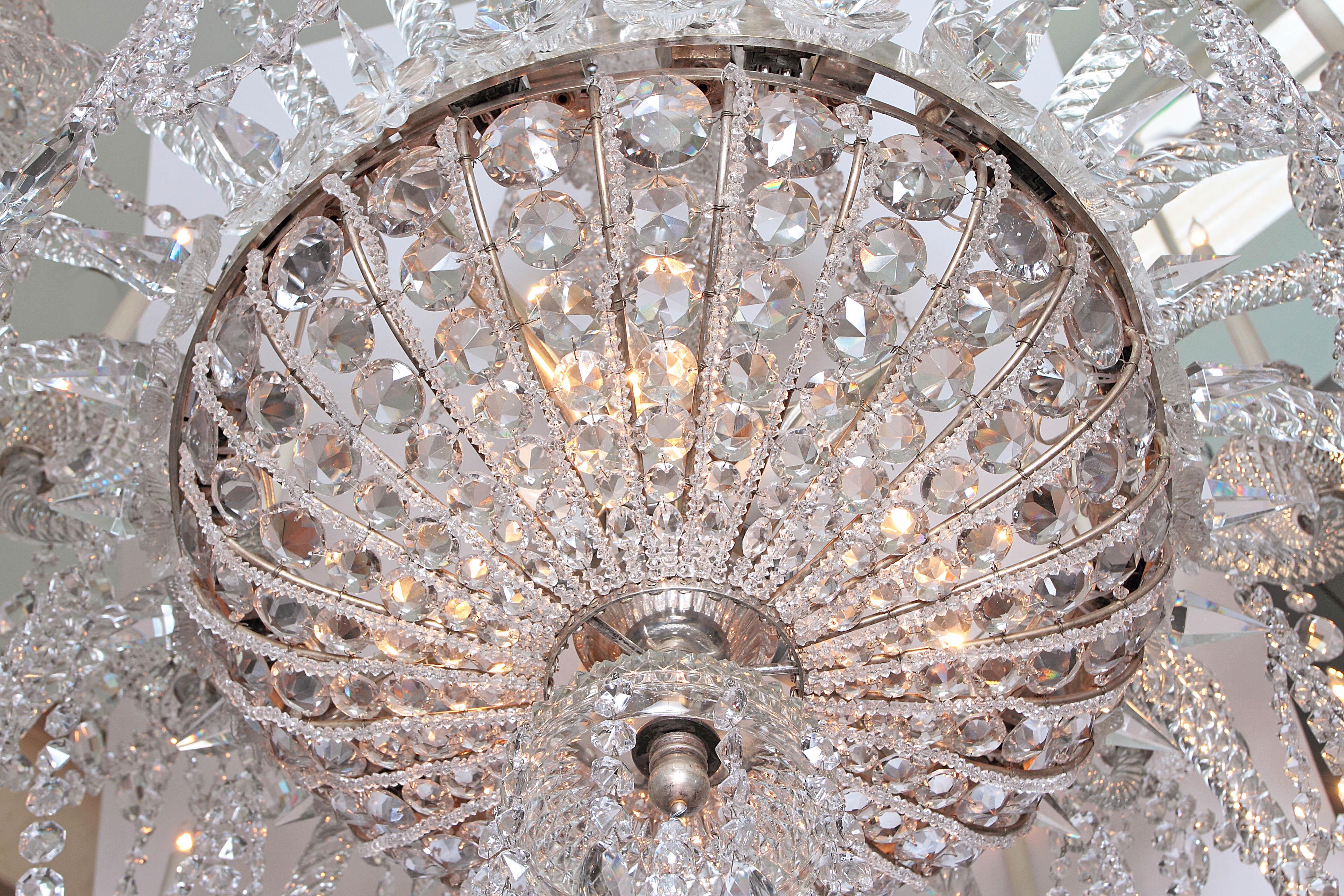 Pair of Grand Scale Mid-Victorian 24-Light Cut-Crystal Chandeliers For Sale 9