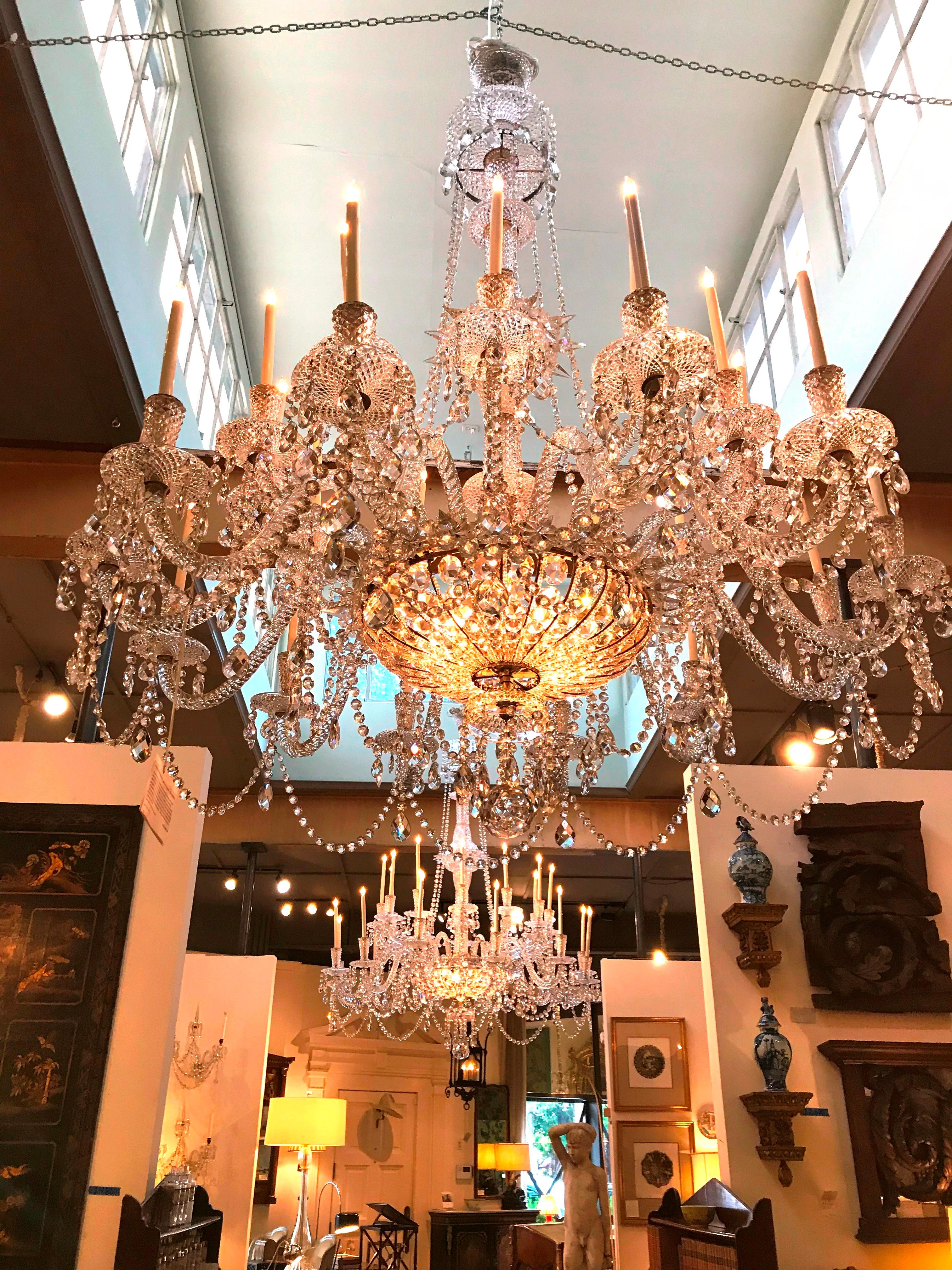 Pair of Grand Scale Mid-Victorian 24-Light Cut-Crystal Chandeliers For Sale 10