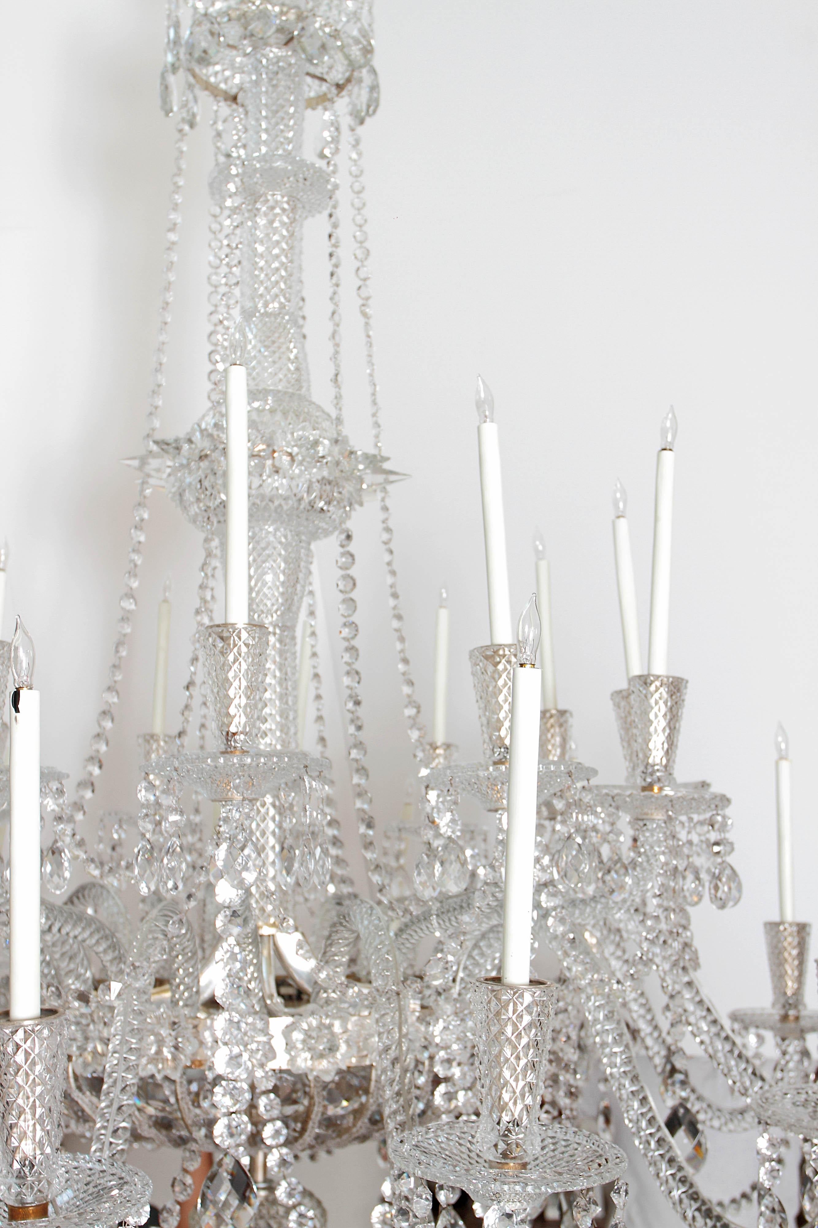 Pair of Grand Scale Mid-Victorian 24-Light Cut-Crystal Chandeliers In Good Condition For Sale In Dallas, TX