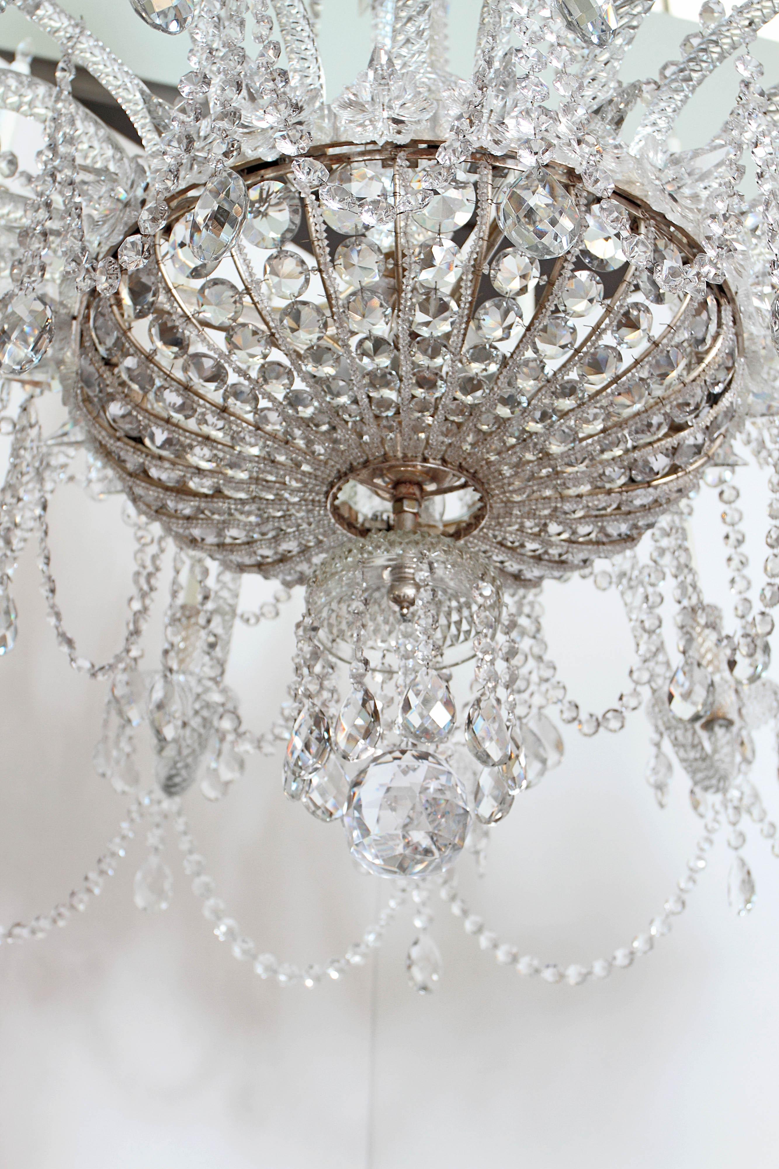19th Century Pair of Grand Scale Mid-Victorian 24-Light Cut-Crystal Chandeliers