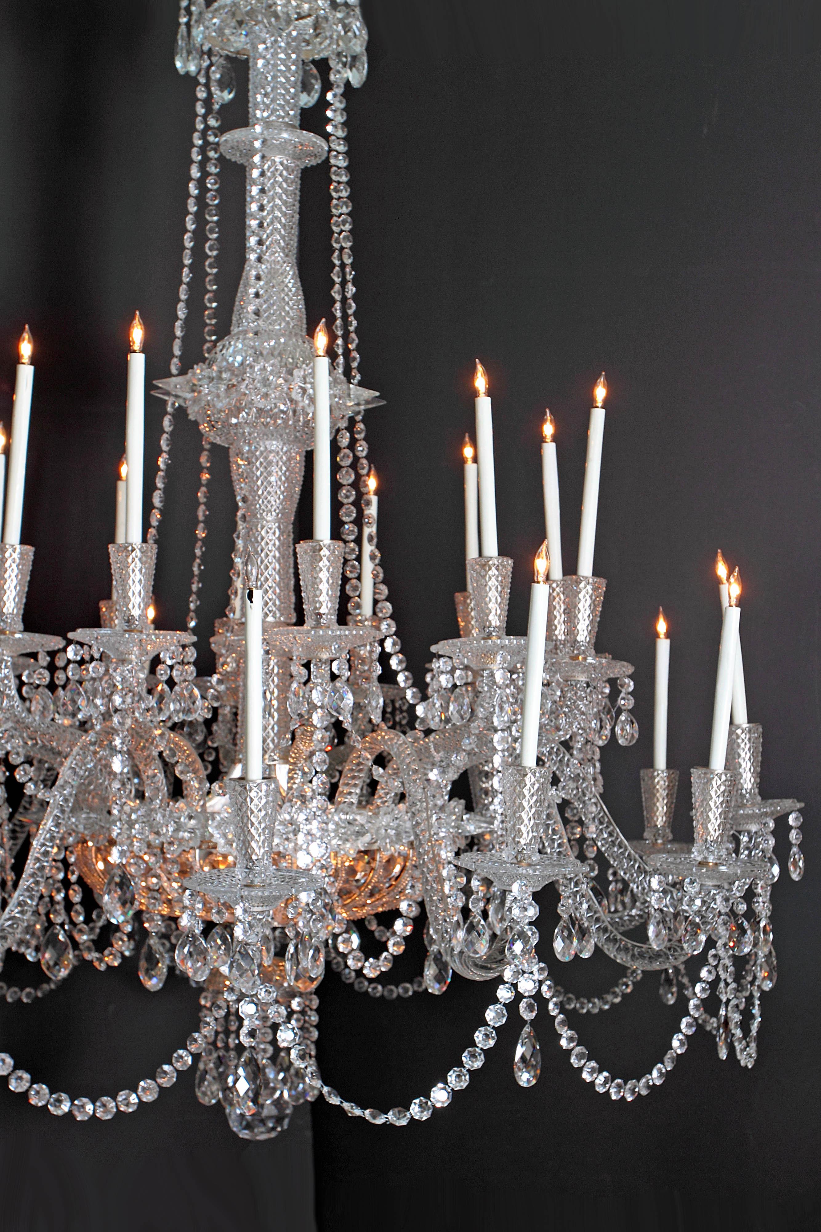 Pair of Grand Scale Mid-Victorian 24-Light Cut-Crystal Chandeliers For Sale 2