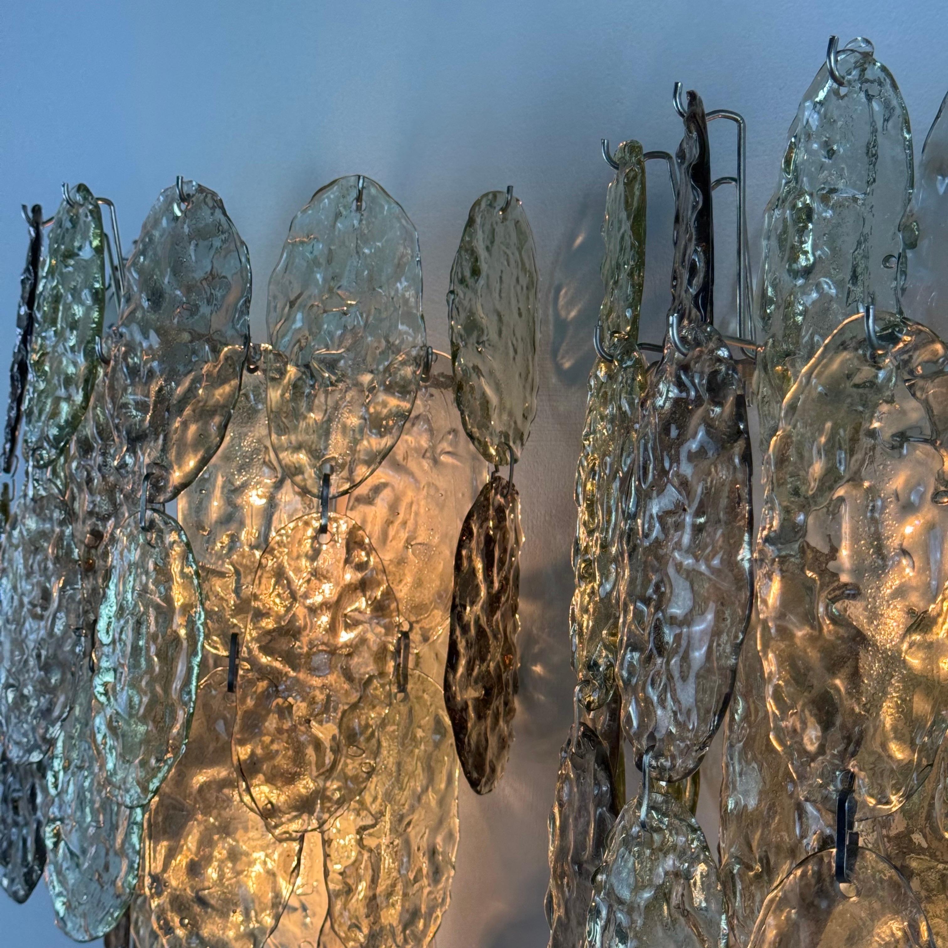 Ein Paar Majestic Murano Glas Wandleuchten von Vistosi, Italien, 1960er Jahre im Angebot 4