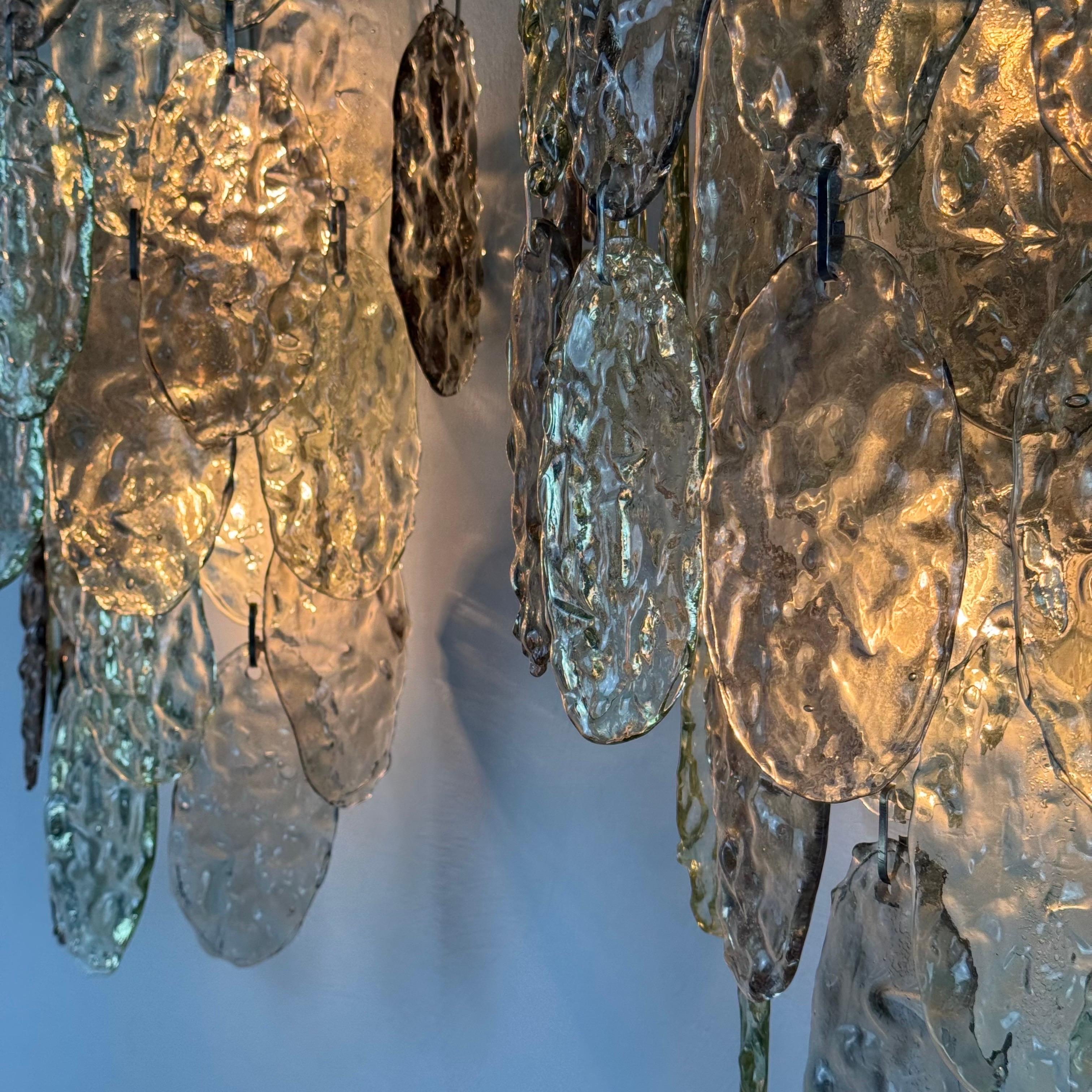 Ein Paar Majestic Murano Glas Wandleuchten von Vistosi, Italien, 1960er Jahre im Angebot 7
