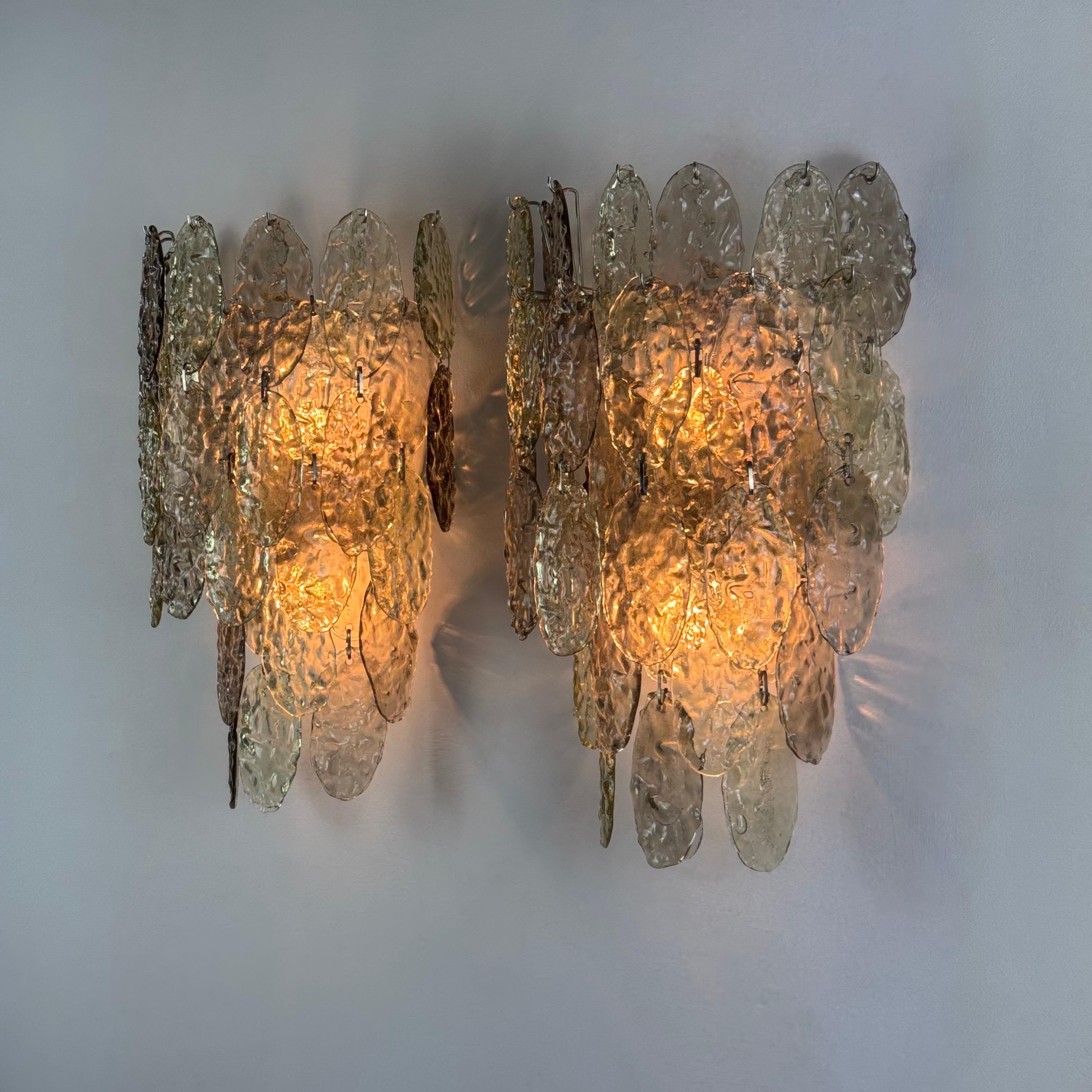 Ein Paar Majestic Murano Glas Wandleuchten von Vistosi, Italien, 1960er Jahre (Moderne der Mitte des Jahrhunderts) im Angebot