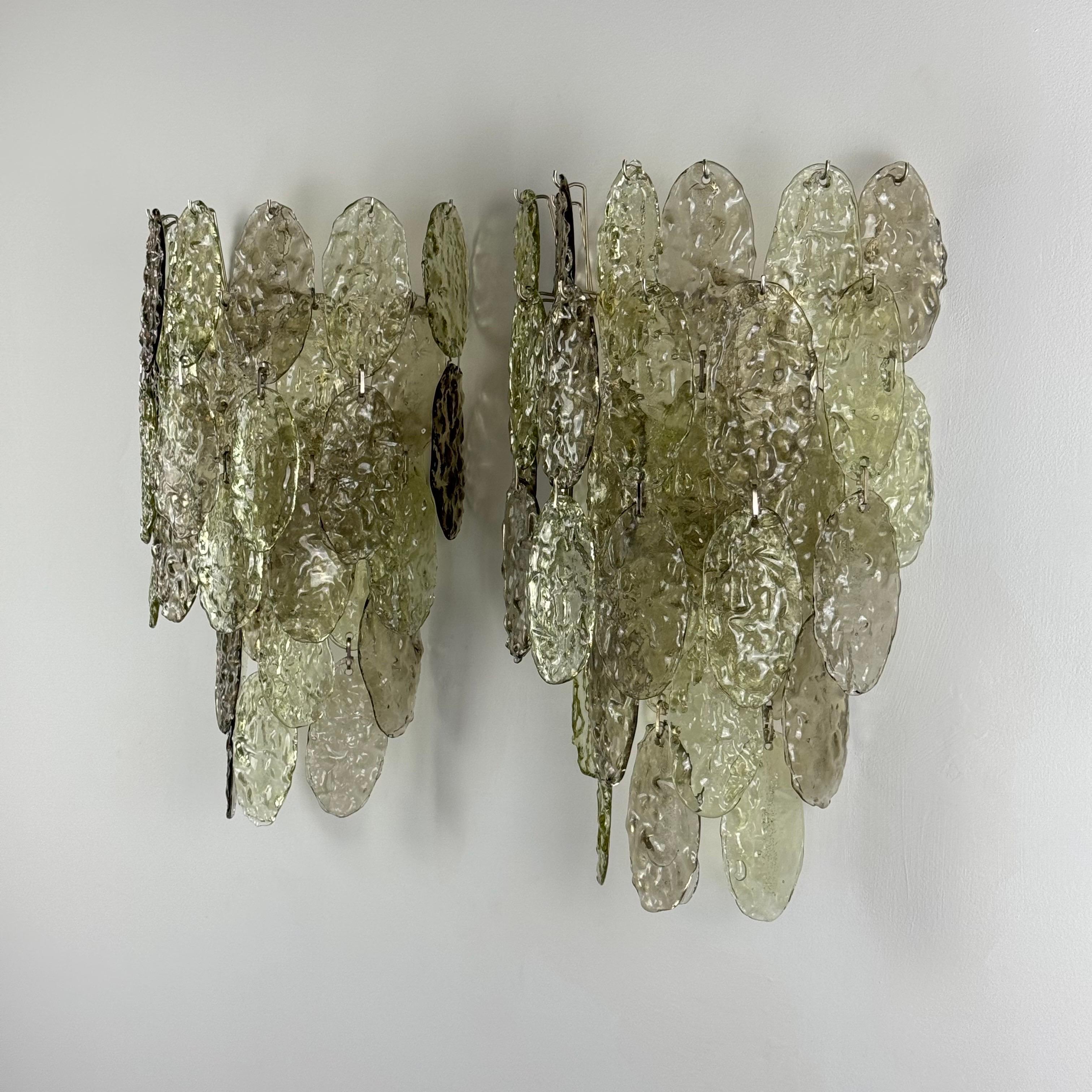 Ein Paar Majestic Murano Glas Wandleuchten von Vistosi, Italien, 1960er Jahre (Italienisch) im Angebot