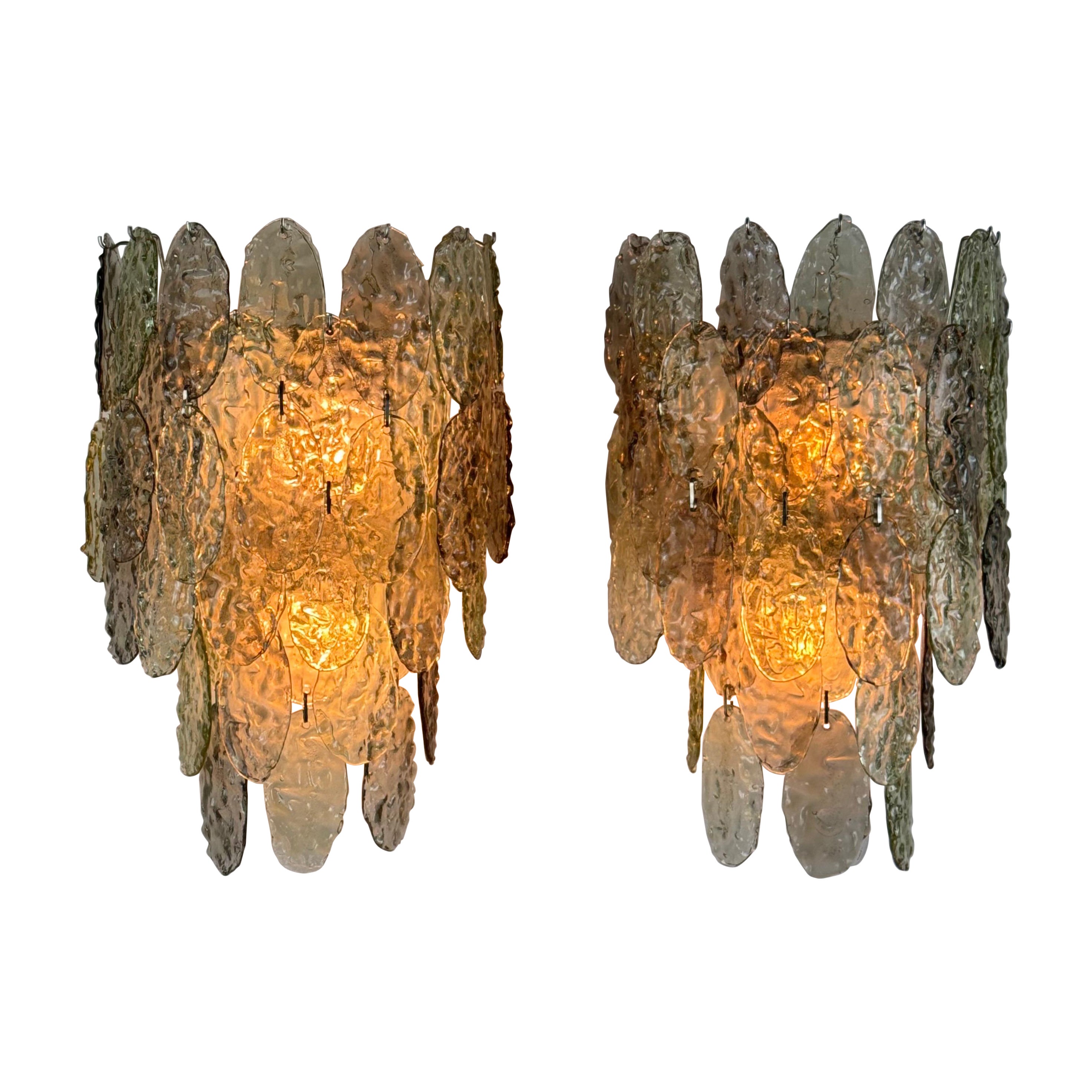 Ein Paar Majestic Murano Glas Wandleuchten von Vistosi, Italien, 1960er Jahre im Angebot