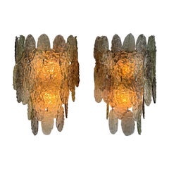 Paire d'appliques majestueuses en verre de Murano par Vistosi, Italie, années 1960