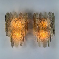 Ein Paar Majestic Murano Glas Wandleuchten von Vistosi, Italien, 1960er Jahre
