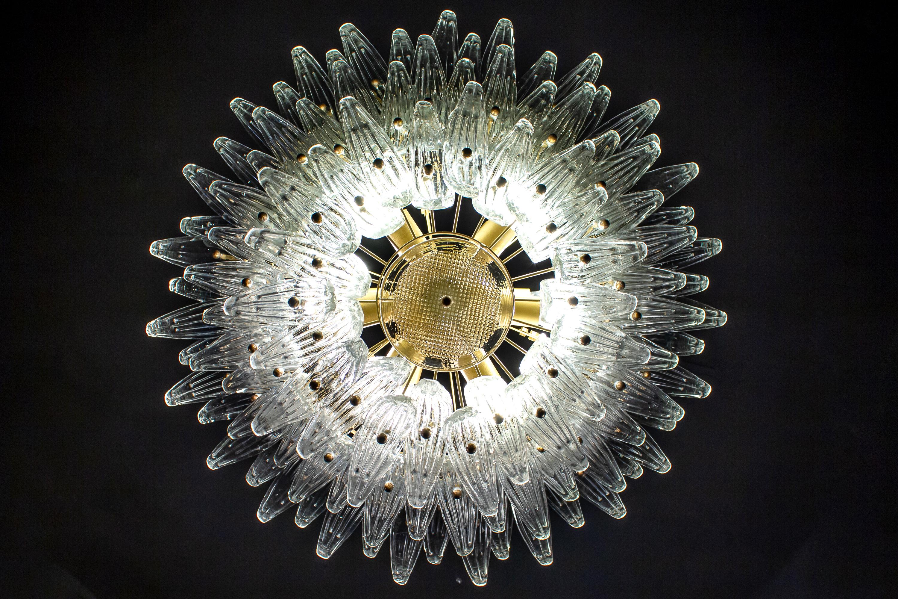Coppia di lampadari Majestic Murano Palmette, anni '70 in vendita 7