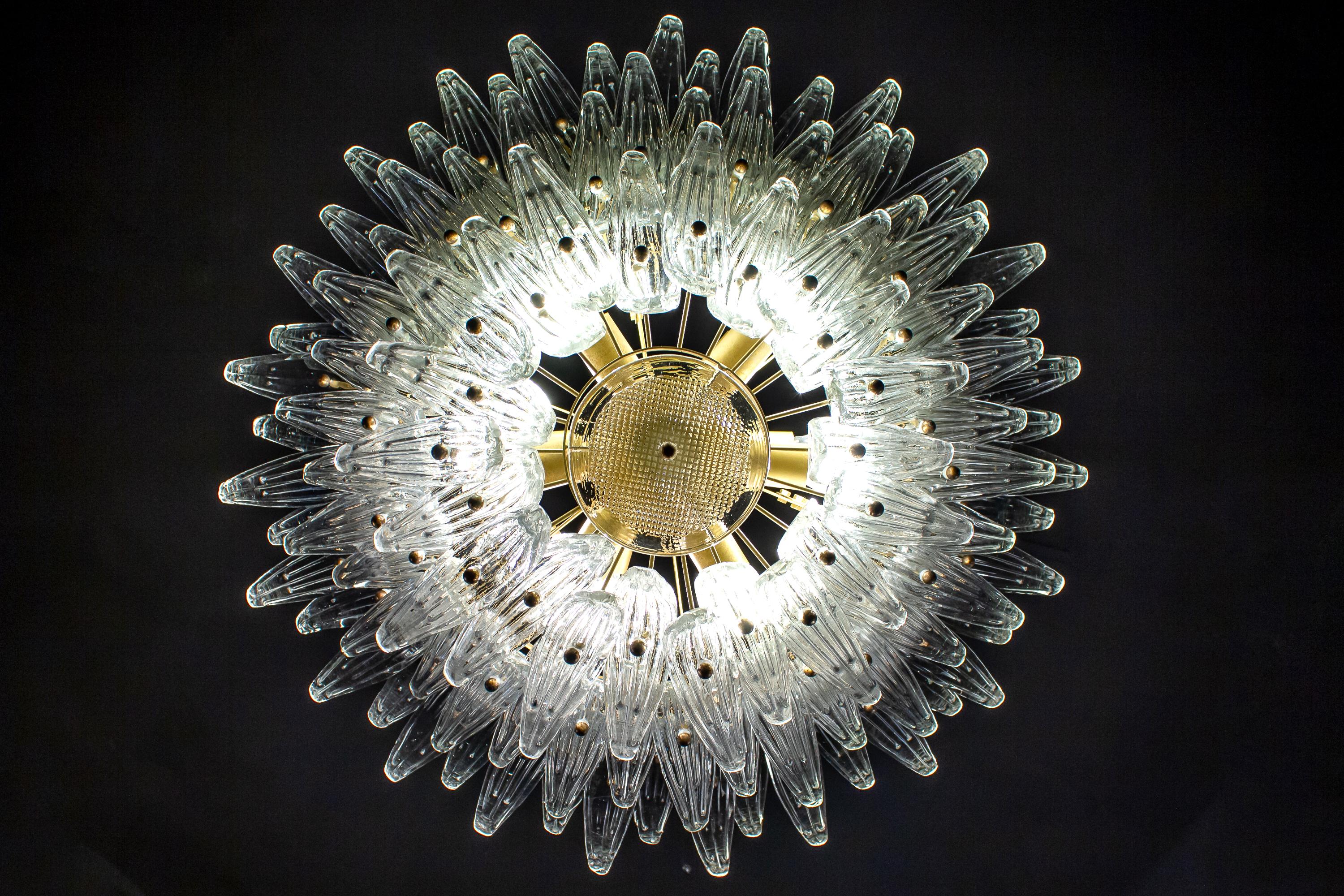 Pair of Majestic Murano Palmette Chandelier, 1970s For Sale 7