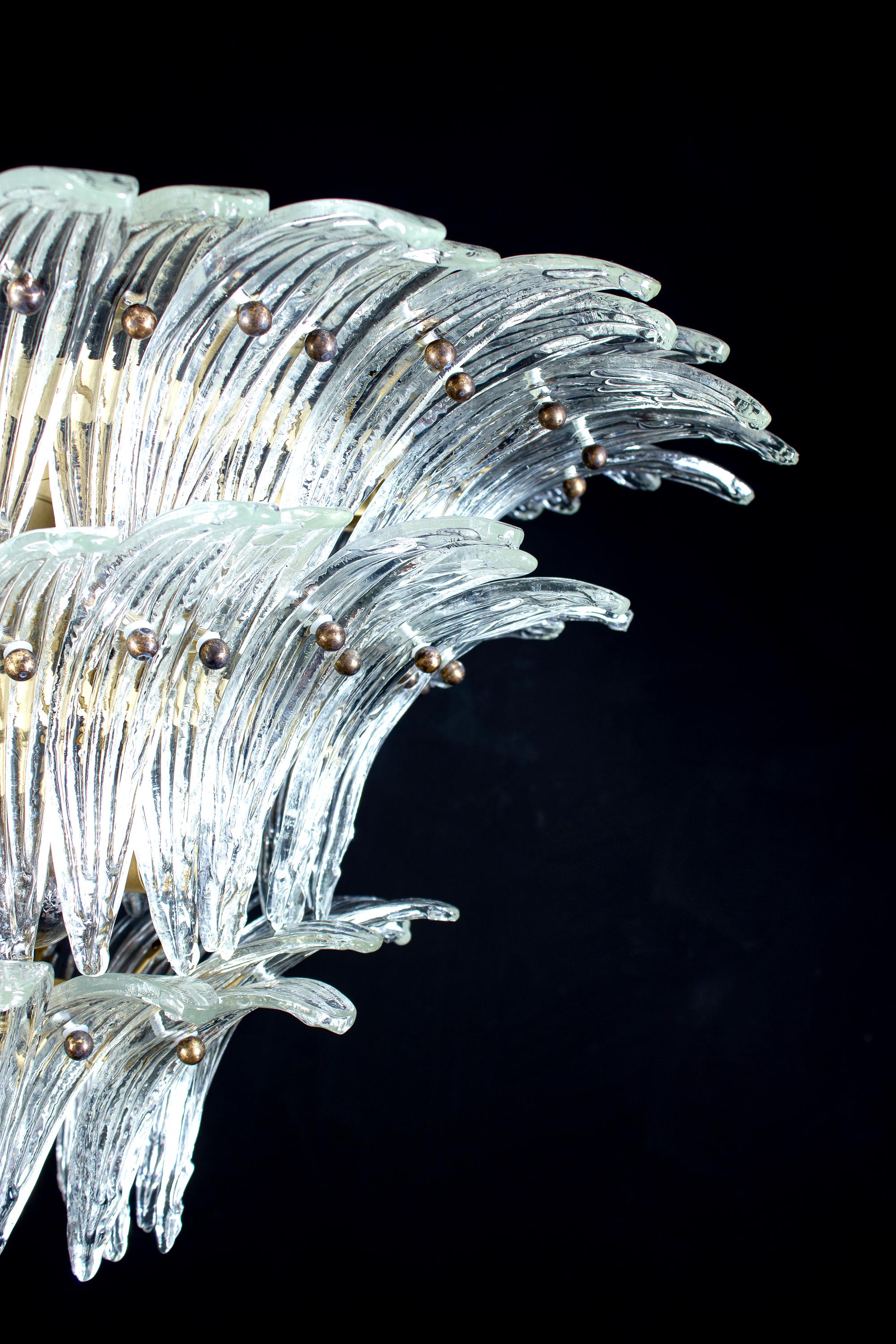Pair of Majestic Murano Palmette Chandelier, 1970s For Sale 9