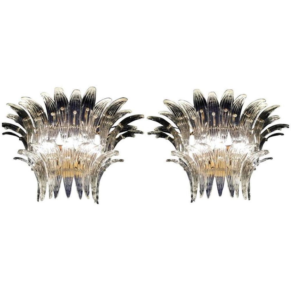 Pair of Majestic Murano Palmette Chandelier, 1970s For Sale 11