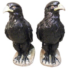 Pair of Majolica Birds
