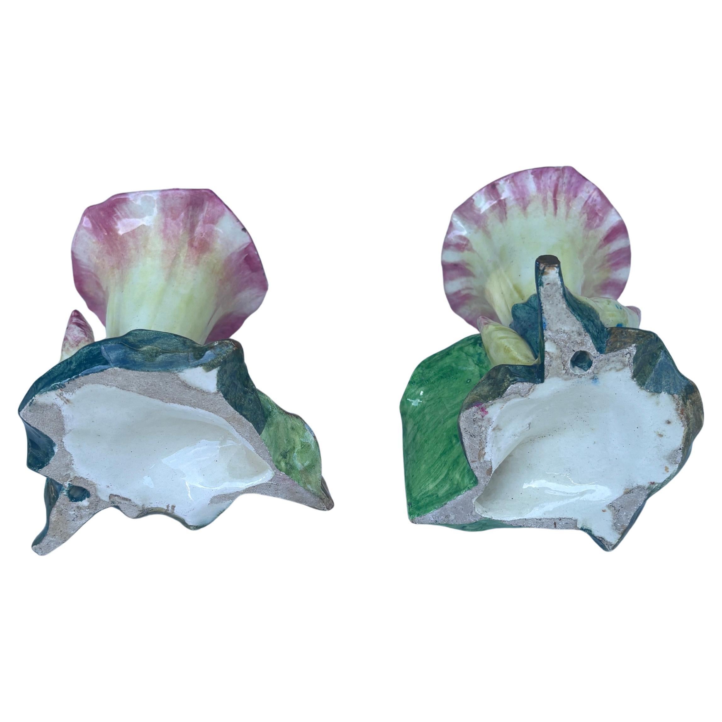 Pareja de jarrones de mayólica Morning Glory Jerome Massier, circa 1900 en venta 1