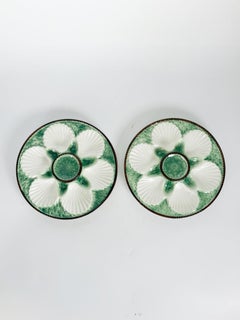 Pair of Majolica Oyster Plates, France, 1920s
