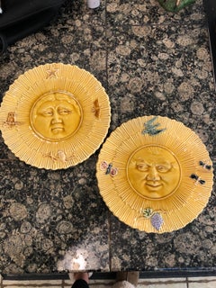 Pair of Majolica Sun Plates circa 1890
