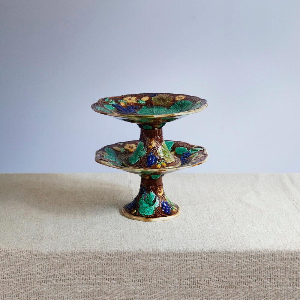 Pair of majolica tazza, circa 1900

Continental, circa 1900
Dimensions:9” x 4-1/2”

Antiques and vintage may show signs of natural wear and age.
    