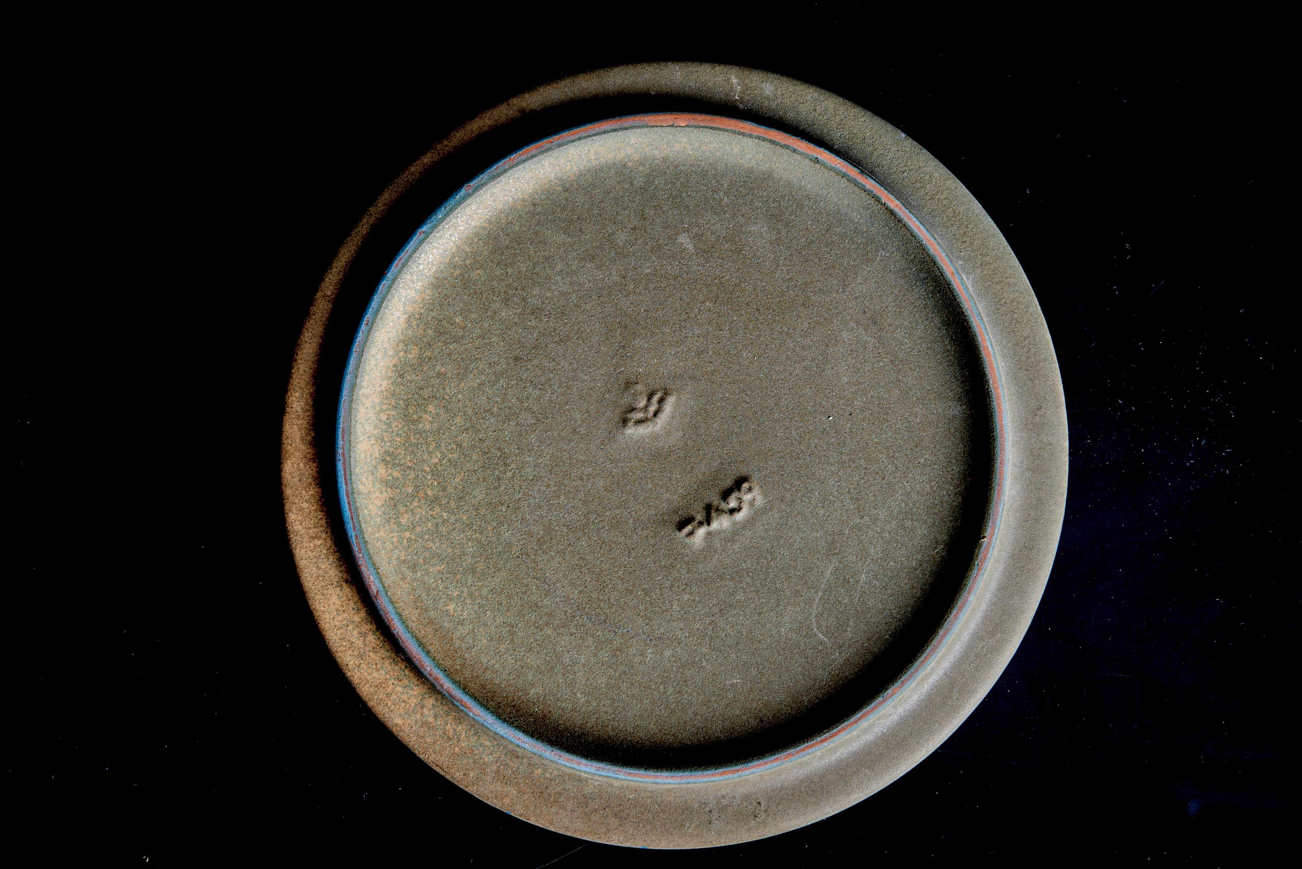 20th Century Pair of Majolika-Karlsruhe with melted glass tops For Sale
