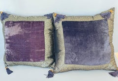 Pair of Makaresh Velvet Pillows with Gold Brocade