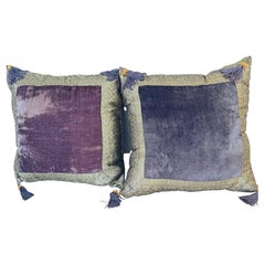 Pair of Makaresh Velvet Pillows with Gold Brocade