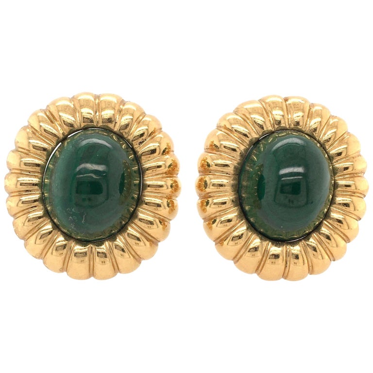 Pair of Malachite and Gold Earrings at 1stDibs