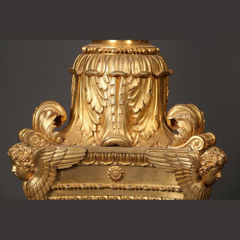 Dorato Coppia di torchere in malachite e ormolu di Pierre-Philippe Thomire in vendita
