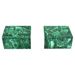 Paire de boîtes à bijoux en malachite de 2.5 lb