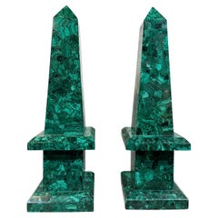 Coppia di obelischi in malachite