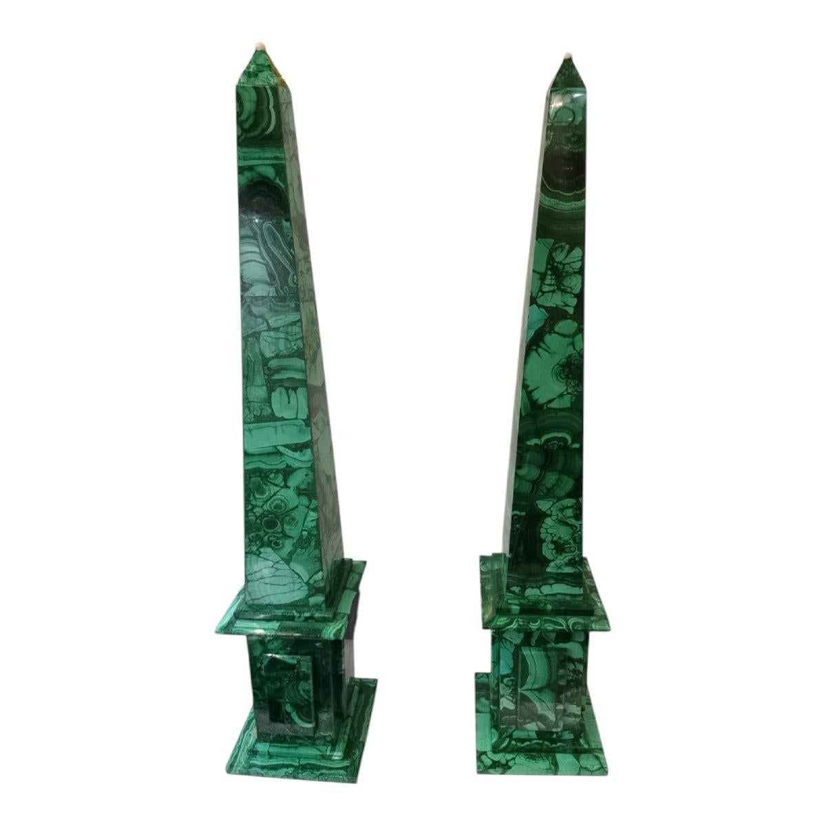Coppia di obelischi in malachite - Italia, anni '70 In condizioni buone in vendita a Madrid, ES