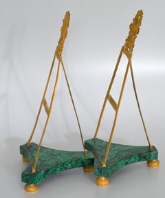 Pair of Malachite Stands, St.Petersburg Early 19th Century, Fire Gilded Bronze